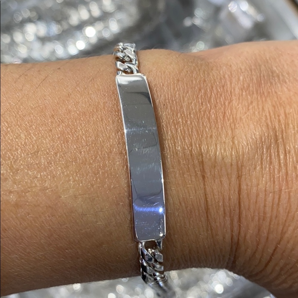 Sterling silver Cuban chain ID Bracelet 5 6 6.6 7 - Picture 2 of 4